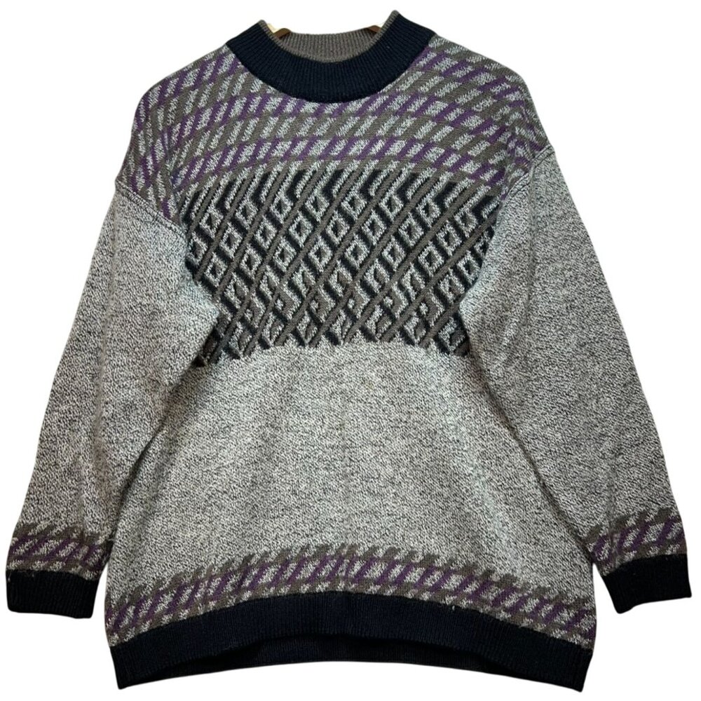 Vintage Stefanel Unisex Pullover Wool Sweater Knit L/XL Multi Geometric